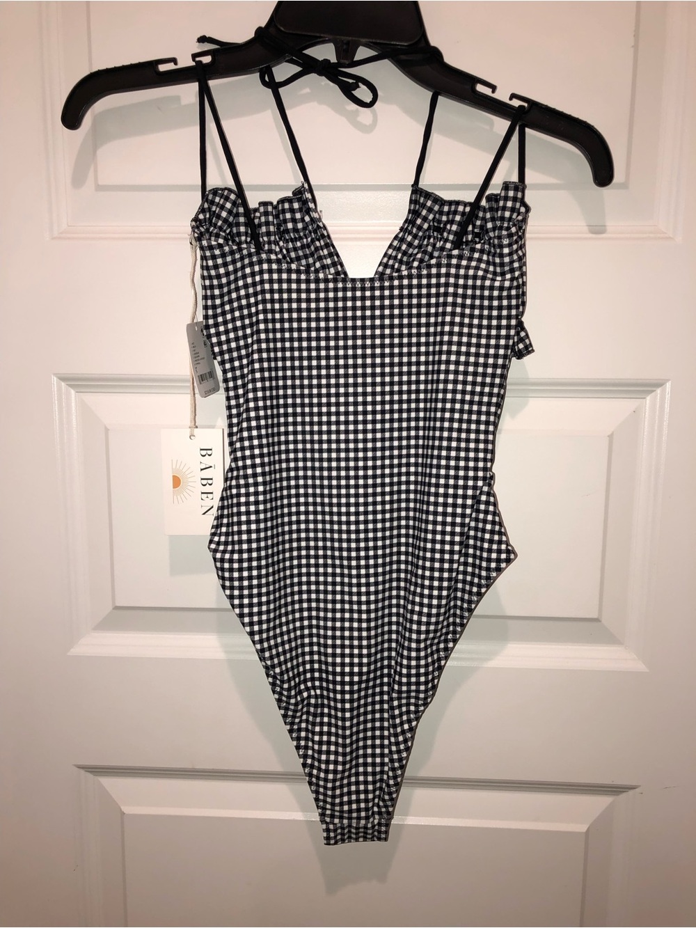New Free People x Baben Antoinette Printed One-Piece Gingham Swimsuit sz S - Picture 6 of 6